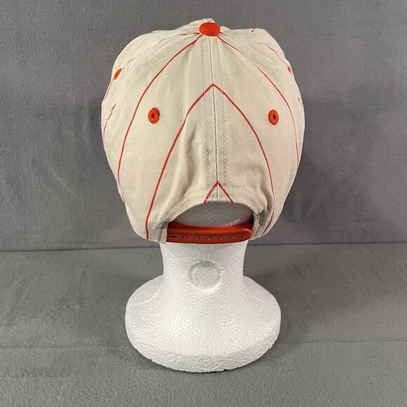 CocaCola Red Pin Striped Classic Snapback Hat Orange Embroidered Logo - Picture 3 of 6